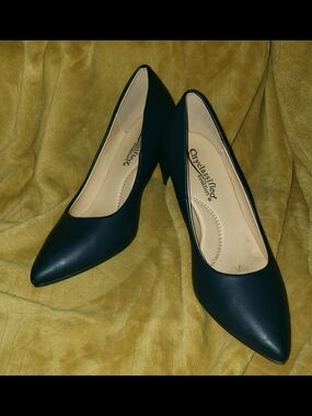 Cityclassified Deep Navy Pointed-Toe Mid Heel Pumps